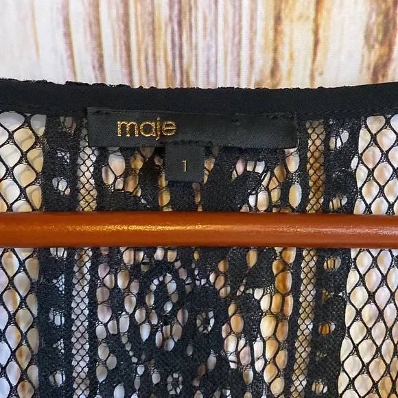 MAJE x Revolve Black Lace Maxi Gypsy Boho Goth Knit maxi Dress 1 Small